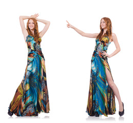 Model in nice dress isolated on white