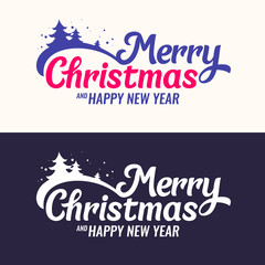 2018 Merry Christmas and Happy New Year. Modern hand drawn lettering phrase. Vector illustration