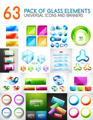 Mega pack of vector glass glossy design elements