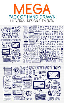 Vector Mega Collection Of Hand Drawn Technology Elements