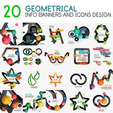 Mega collection of vector digital infographics diagram template with stickers