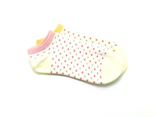 set of several multi colored socks isolated on white background