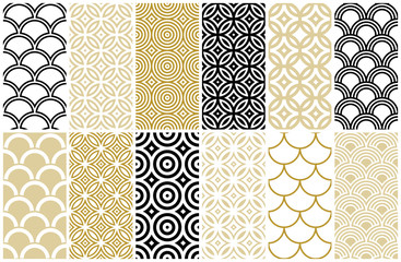 seamless pattern in Asian and Moroccan style, wave and fish scale © lukpedclub