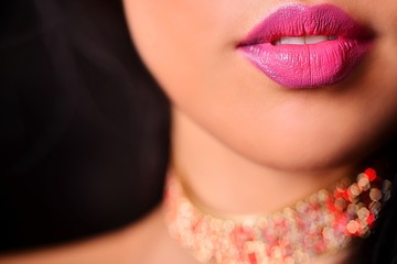 Black and white photo of female plump lips