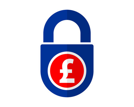 Blue Padlock Pound Sterling Currency Price Icon Vector