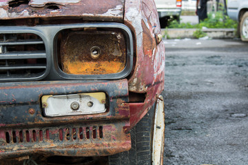 Fototapeta na wymiar Rust, car damage and corrosionOld unavailable.