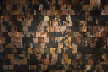 Puzzle stone wall background and texture, Surrounding black stone wall for background