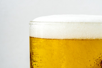 Closeup of bubble beer in a glass
