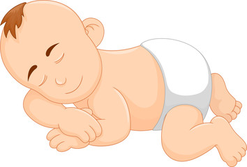 Obraz premium cute baby sleep cartoon with smiling
