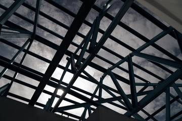Structure of steel roof frame.