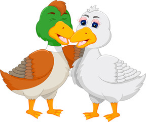sweet duck cartoon hug and happiness