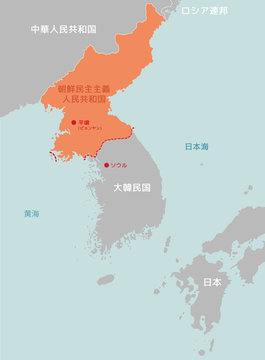 北朝鮮と周辺国地図 Stock Illustration | Adobe Stock