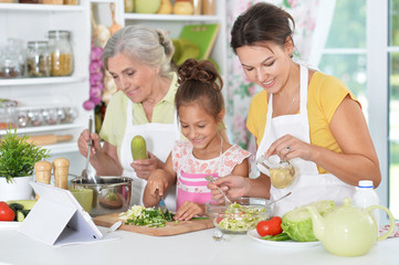 family preparing dinner