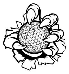 Monster or animal claw holding Golf Ball