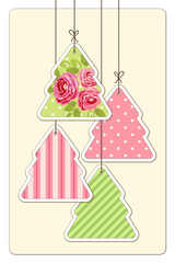 Cute vintage Christmas card in shabby chic style