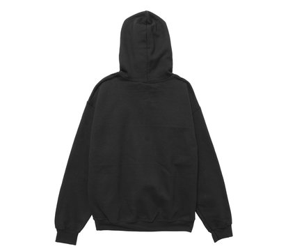 blank hoodie sweatshirt color black back view
