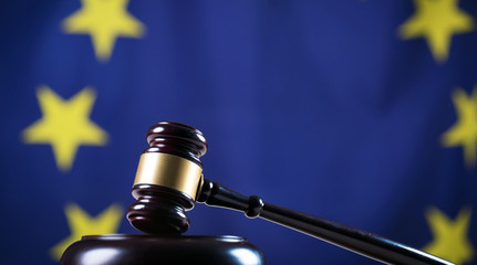 Law Symbols. EU flag - obrazy, fototapety, plakaty
