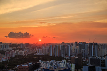 cityscape of Singapore city at sunset
