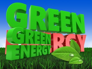 Fototapeta premium 3d green sign with green energy sign