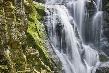 Fototapeta na wymiar Long time exposure of Kamienczyk waterfall in Karkonosze Mountains, Poland