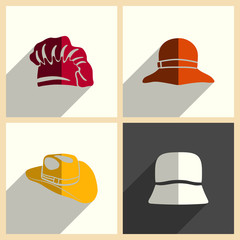 Headdresses for women set of flat icons with shadow. Vector illustration