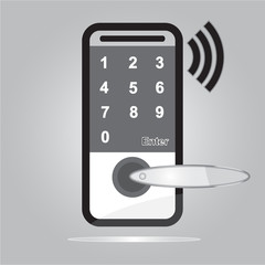 Digital door lock with wireless technology for unlock with simple vector design - Security smart home of concept