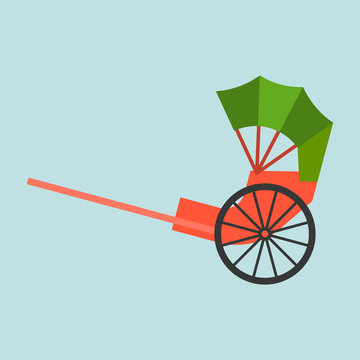 Hong Kong Rickshaw Icon, Flat Design Vector