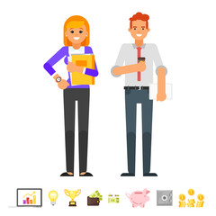 businessman and businesswoman characters