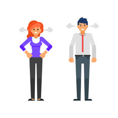 angry businessman and businesswoman
