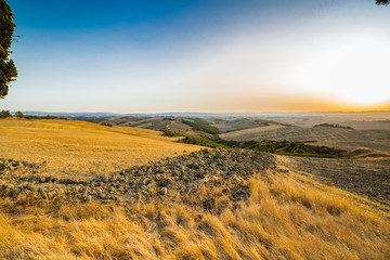 Sunset on Tuscan fields