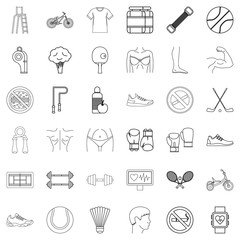 Wellness icons set, outline style