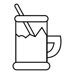 Metal glass cup tea icon , outline style
