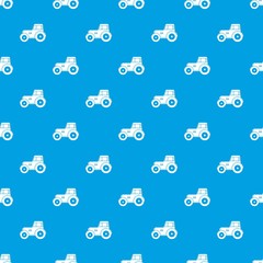 Tractor pattern seamless blue