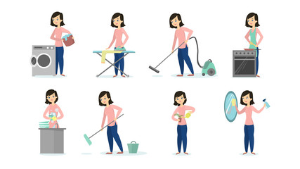 Woman doing chores.