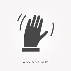 Silhouette icon waving hand
