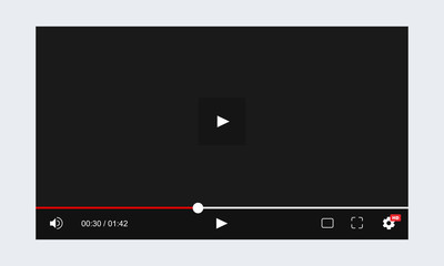 Web video player template inspired by Youtube. Vector illustration