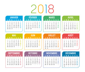 Calendrier Agenda 2018 - obrazy, fototapety, plakaty