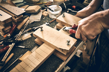 Manufacture of guitars of the Ukrainian brand Woodstock.
