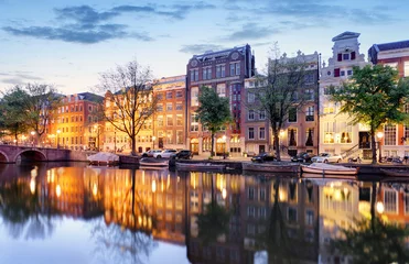 Plexiglas foto achterwand Amsterdam at night - Holland, Netherlands. © TTstudio
