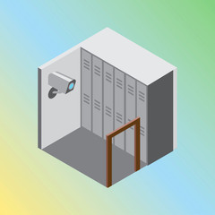 Isometric hostel storage room vector illustration