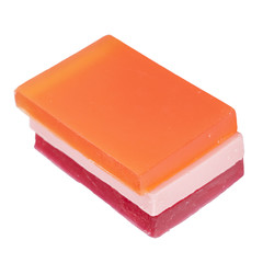 Three handmade soaps isolated on white background