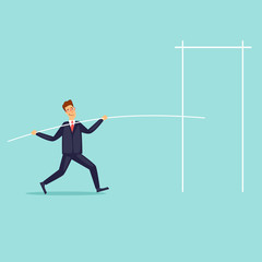 Businessman jumping high. Flat design vector illustration.