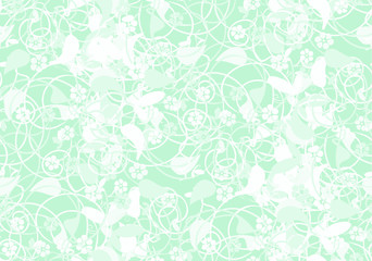 seamless background of mint color, floral pattern