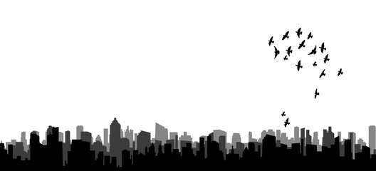 Fototapeta premium Vector, isolated silhouette of flying birds