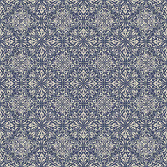 Seamless background  Eastern style blue and beige. Arabic  Pattern. Mandala ornament. Elements of flowers and leaves. Vector illustration. Use for wallpaper, print packaging paper, textiles.