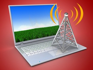 3d laptop and antenna