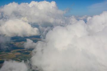 Beautiful cloudscape and landscape, view from above, natural background