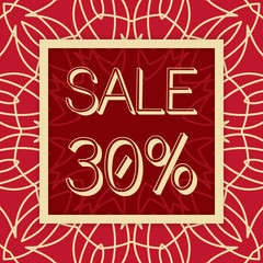 Sale template, discount banner with mandala background. Vector illustration