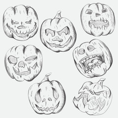 sketch illustration of an emotion carved on a pumpkin
