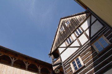 An half-timbered house in the town Ustek